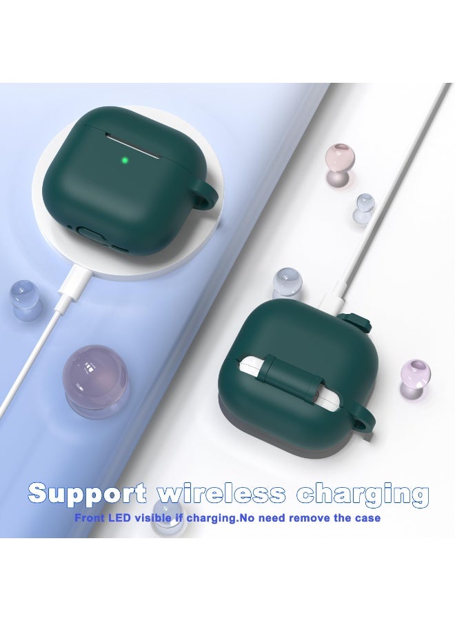 Suitable For Airpods 4 Protective Case （2024） With Cleaning Kit, Soft Silicone Protective Case Suitable For Airpods 4th Generation Women'S And Men'S Protective Cases, With Keychain，Green - Image 4