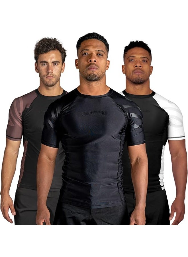 Sanabul  Essential Short Sleeve Compression Shirt for Men | MMA Wrestling Jiu Jitsu BJJ Base Layer Rash Guard | Workout Men's Compression Shirt (Medium, All Black) - Image 1