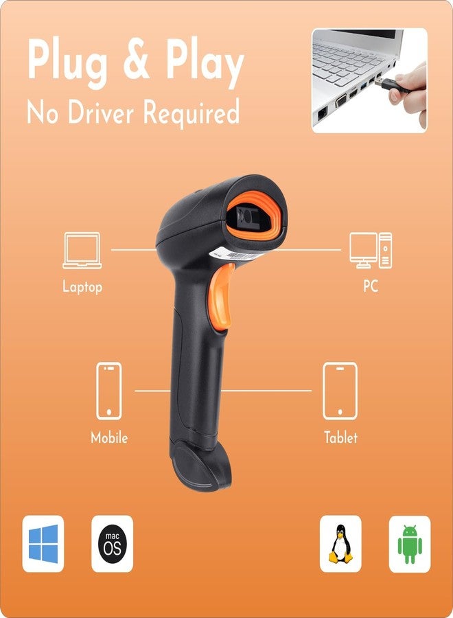 بيجاسو ماسح ضوئي لاسلكي للباركود ثنائي الأبعاد وأحادي الأبعاد (رمز الاستجابة السريعة والباركود) من بيغاسو (ضمان 5 سنوات) بتردد 2.4 جيجاهرتز | اتصال سلكي ولاسلكي (قابل لإعادة الشحن) | هيكل متين من مادة ABS | إضاءة مدمجة للمسح الضوئي (BG28) - Image 3