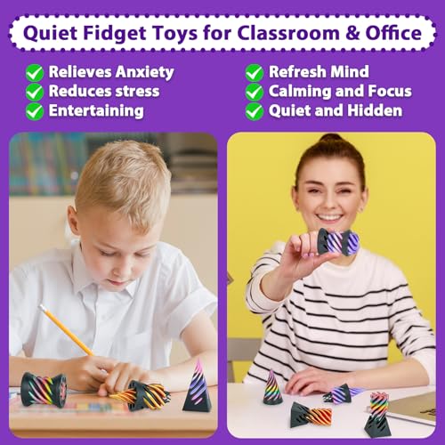 Minleway 3 Packs Impossible Spiral Cone Fidget Toys3D Printed Pyramid Passthrough SculptureMini Sensory Toy for Stress Relief AnxietyStocking Stuffers for Adults Kids Gifts Purple Pink - Image 5