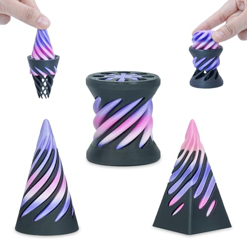 Minleway 3 Packs Impossible Spiral Cone Fidget Toys3D Printed Pyramid Passthrough SculptureMini Sensory Toy for Stress Relief AnxietyStocking Stuffers for Adults Kids Gifts Purple Pink - Image 1