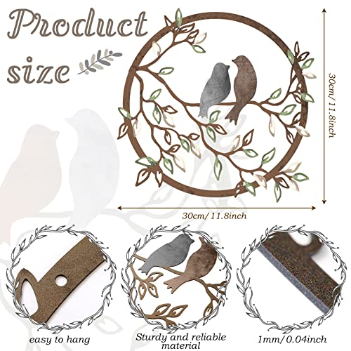 Ferraycle Metal Wall Art Bird on Tree Branch Silhouette Bird Art Decor for Living Room Garden Bedroom Office Home Wall Housewarming Party Decor(Dark Color) - Image 2