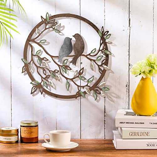 Ferraycle Metal Wall Art Bird on Tree Branch Silhouette Bird Art Decor for Living Room Garden Bedroom Office Home Wall Housewarming Party Decor(Dark Color) - Image 3