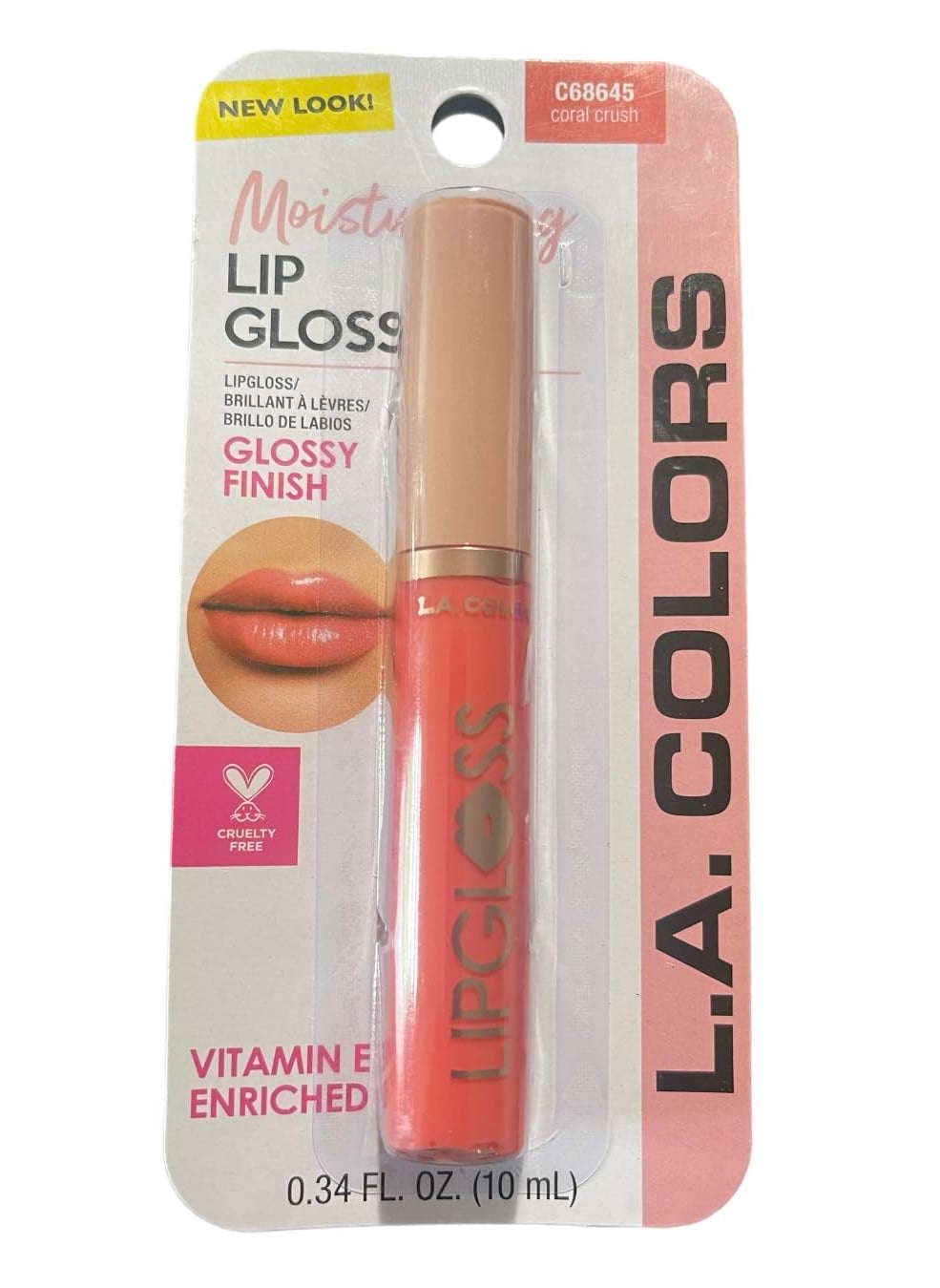 L.A. Colors LA COLORS Glossy Finish Lip Gloss C68645 Coral Crush 34 oz 