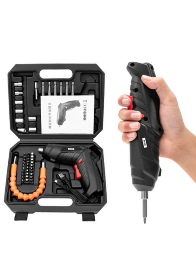 4.2V Rechargeable Cordless Disassembly Kit - 45-Piece Multi-Purpose Tool Set for Furniture Assembly and Old Home Maintenance - USB Charging - Black - Image 2