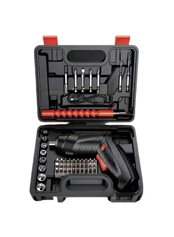 4.2V Rechargeable Cordless Disassembly Kit - 45-Piece Multi-Purpose Tool Set for Furniture Assembly and Old Home Maintenance - USB Charging - Black - Image 1
