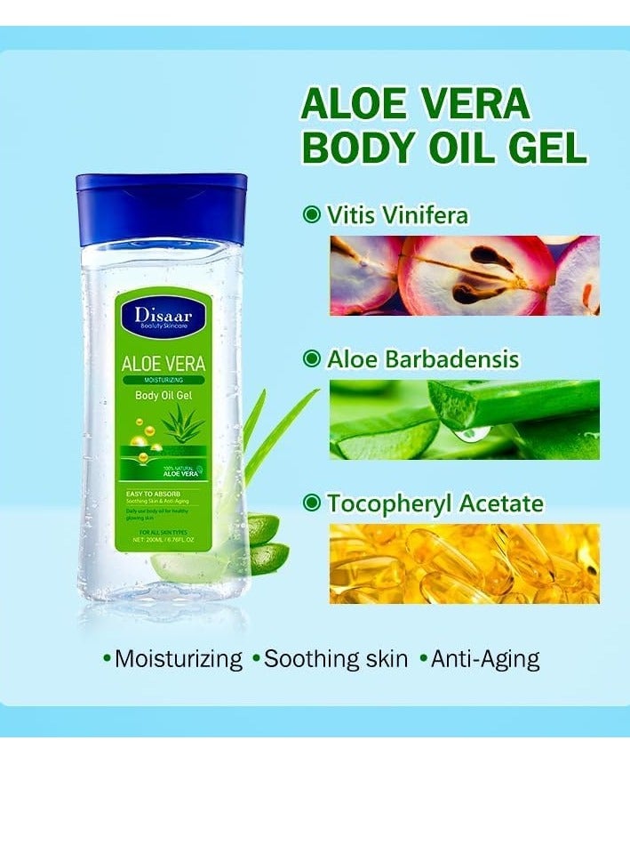 Disaar 2 piececs of Disaar Deep Moisturizing Body Oil Gel with Aloe Vera - 200 ml  - Image 3