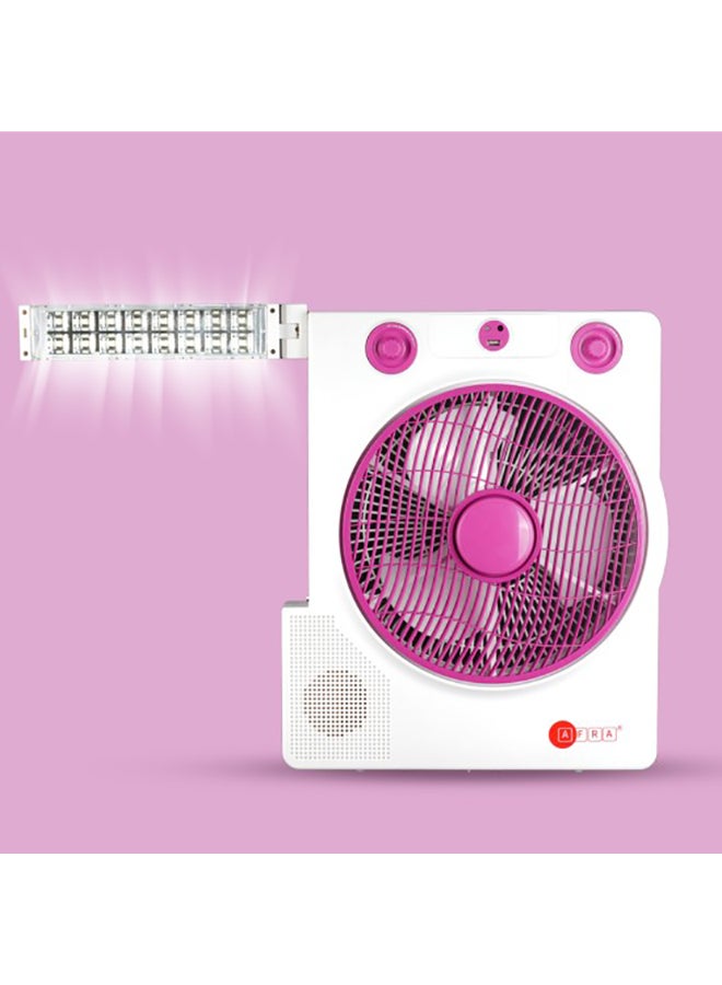 عفرا مروحة AFRA المحمولة المدمجة، 220-240 فولت، 12 بوصة، قابلة لإعادة الشحن، قابلة للتعديل، تغطية زاوية واسعة، إضاءة LED، منافذ USB، مقبس شحن بالطاقة الشمسية، موفرة للطاقة، AF-3200RECF، مع ضمان لمدة عامين - Image 4