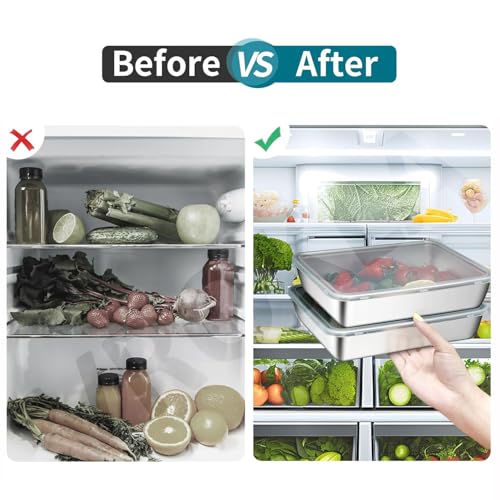VROKLA 2pcs Stainless Steel Food Storage Containers with Clear Lids, Food Serving & Baking Stackable Snack Tray for Kitchen, Microwave, Freezer, BBQ Party, Office, Gym Lunch (2000ML) - Image 5