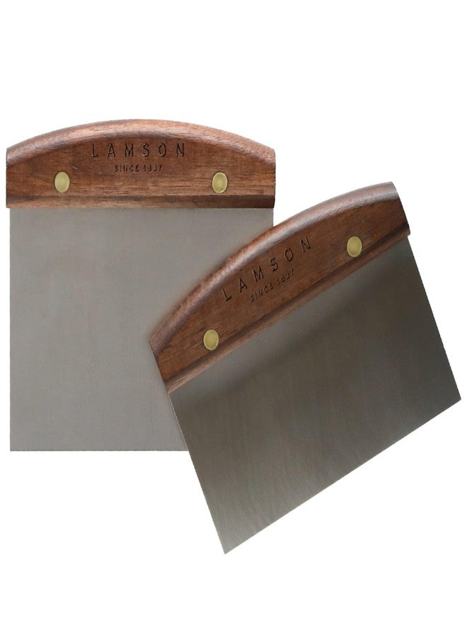 Lamson Kitchen Utensils - 3" x 6" Bench Scraper, High-Carbon Stainless Steel Dough Scraper, Ergonomic Riveted Walnut Handle, Handcrafted, Full-Tang Design, Built to Last - Image 2