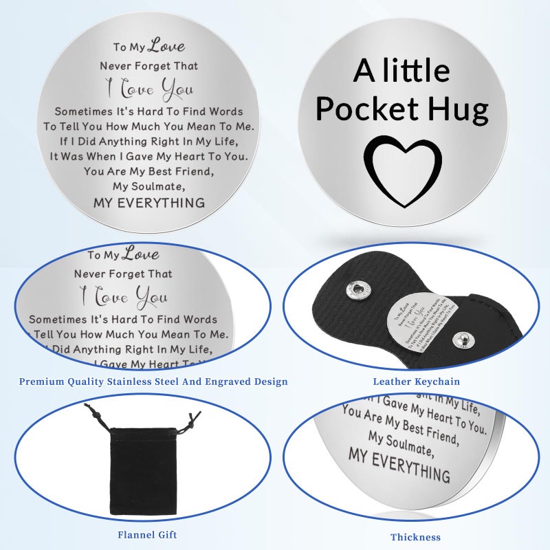Chambom Pocket Hug Token - Gifts for Boyfriend Valentines Day Gifts Long Distance Relationship Keepsake Double Sided Romantic I Love You Sign Birthday, Christmas, Wedding Gift - Image 3