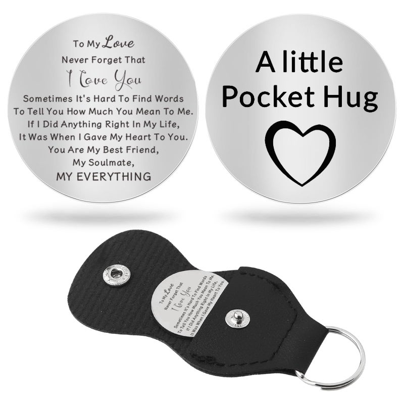 Chambom Pocket Hug Token - Gifts for Boyfriend Valentines Day Gifts Long Distance Relationship Keepsake Double Sided Romantic I Love You Sign Birthday, Christmas, Wedding Gift - Image 1