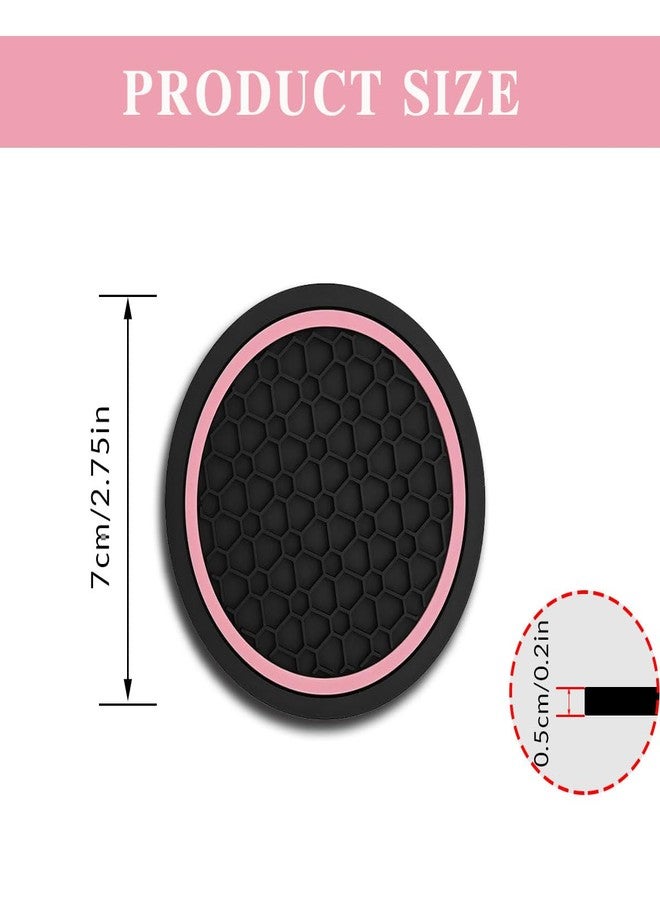 Couslcd 4PCS Car Cup Holder Coasters, Dustproof Automotive Interior Accessories Mat,2.75 Inch Non-Slip Insert Water Bottle Holder Pads, Universal for Vehicles, Trucks, RVs and More (Black/Pink) - Image 2