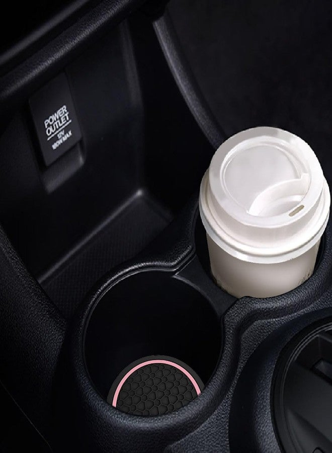 Couslcd 4PCS Car Cup Holder Coasters, Dustproof Automotive Interior Accessories Mat,2.75 Inch Non-Slip Insert Water Bottle Holder Pads, Universal for Vehicles, Trucks, RVs and More (Black/Pink) - Image 3