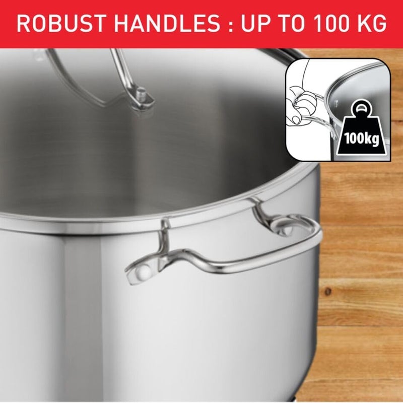 T-fal TEFAL Intuition XL stockpot | 36 cm | Premium Stainless steel 18/10 | XL Size | Robust Handles | Glass Lid | Induction Pot | 2 Years Warranty | B8647504 - Image 3
