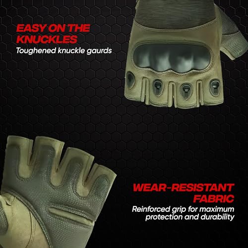 AUTOGUYS HF-2 Half-Finger Bike Riding Gloves TPR Knuckle Protection Tactical Hand Gloves for Bike - Bike Gloves Men Bike Accessories Washable Fabric (Size: XL, Green) - Image 3