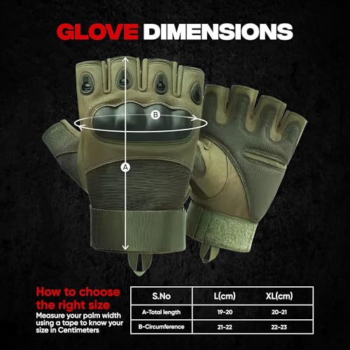 AUTOGUYS HF-2 Half-Finger Bike Riding Gloves TPR Knuckle Protection Tactical Hand Gloves for Bike - Bike Gloves Men Bike Accessories Washable Fabric (Size: XL, Green) - Image 5