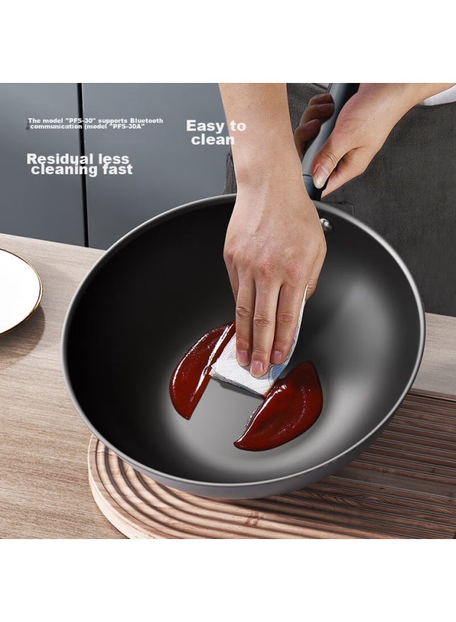 Sanhe Micro-coated Non-stick Wok With Stand-up Lid, less Titanium-containing Cookware, 32cm Tianxiong Black With Steel Spatula - Image 4