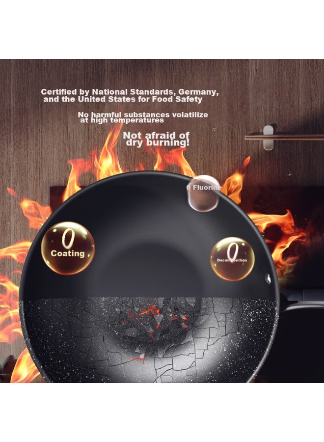 Sanhe Micro-coated Non-stick Wok With Stand-up Lid, less Titanium-containing Cookware, 32cm Tianxiong Black With Steel Spatula - Image 3