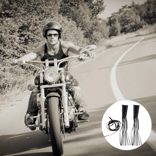 Garneck Motorcycle Lever Tassels Fringe Leather Motorcycle Lever Handlebar Throttle Brake Clutch Grip Covers Wraps - Image 2
