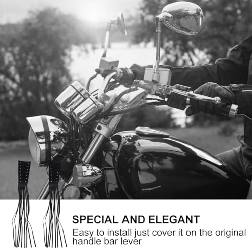 Garneck Motorcycle Lever Tassels Fringe Leather Motorcycle Lever Handlebar Throttle Brake Clutch Grip Covers Wraps - Image 5