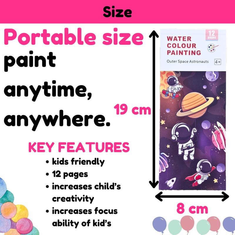 Spherix 12 Pcs Water Painting Book - Return Gifts for Kids Age 3-5, 6-8, 8-12 - Coloring Drawing Books Water Color Book for Kids,Multicolor - Set of(12) - Image 3
