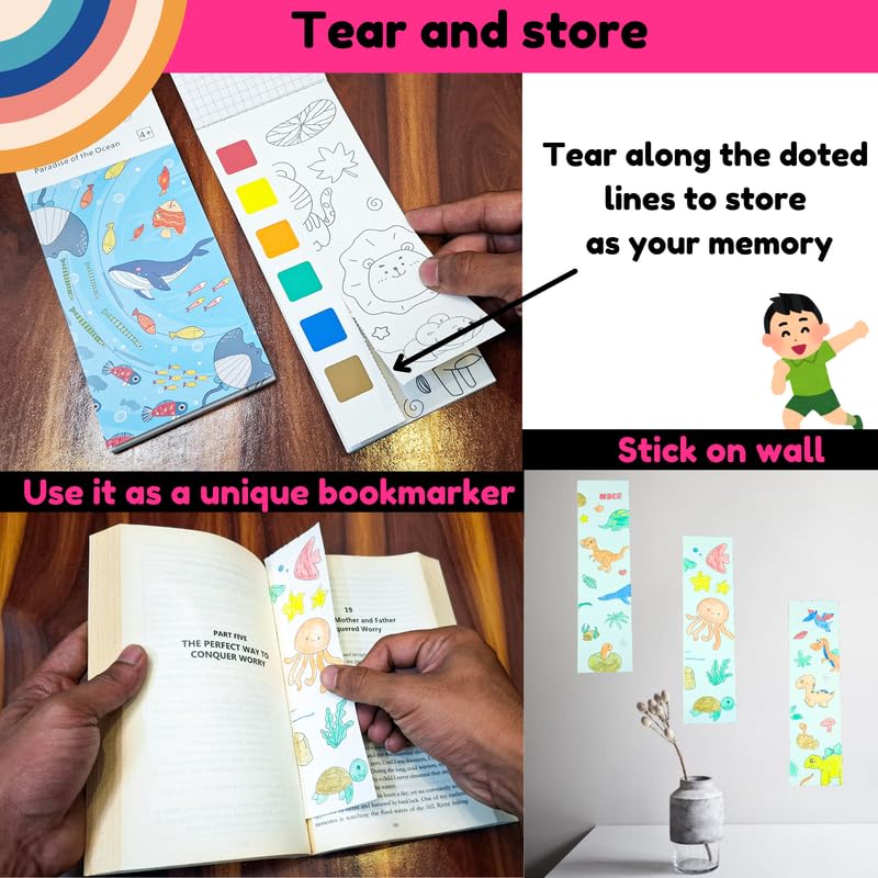 Spherix 12 Pcs Water Painting Book - Return Gifts for Kids Age 3-5, 6-8, 8-12 - Coloring Drawing Books Water Color Book for Kids,Multicolor - Set of(12) - Image 2