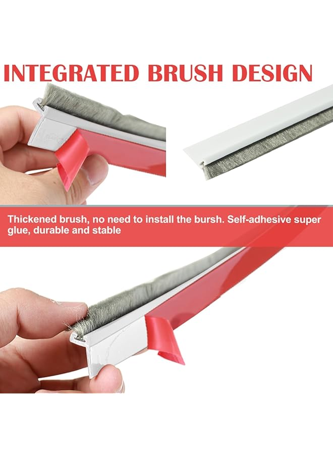 Door Sweep For Bottom Of Door Integrated Under Door Draft Stopper With Brush Weather Stripping With Self Adhesive Under Door Seal For Protection Against Dust Cold Heat Noise White