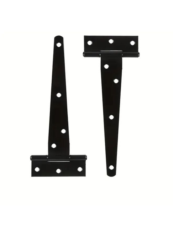2 Heavy Duty Black Metal T Ribbon Door Hinges Adjustable For Shed Barn Timber Fence - Image 1