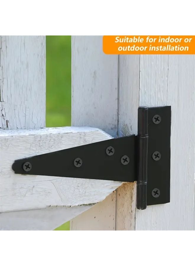 2 Heavy Duty Black Metal T Ribbon Door Hinges Adjustable For Shed Barn Timber Fence - Image 5