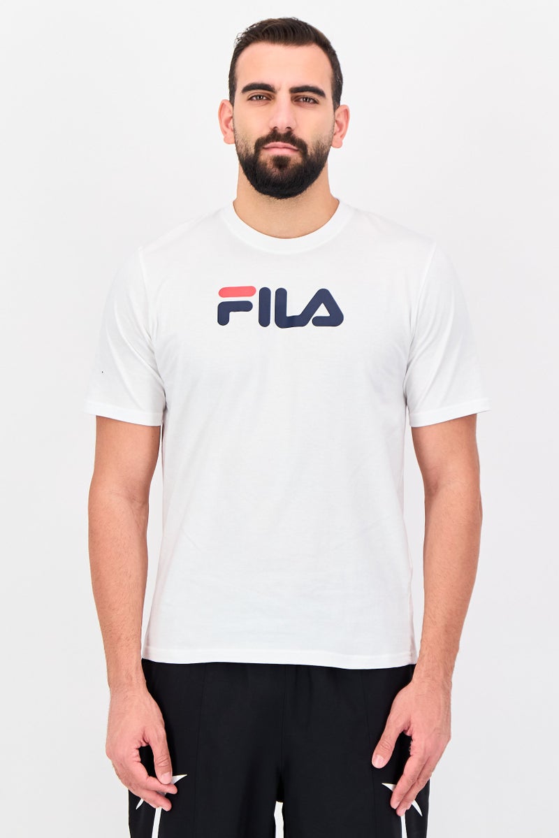 FILA Men Sportswear Fit Short Sleeve Outdoor T-Shirt, White - Image 1