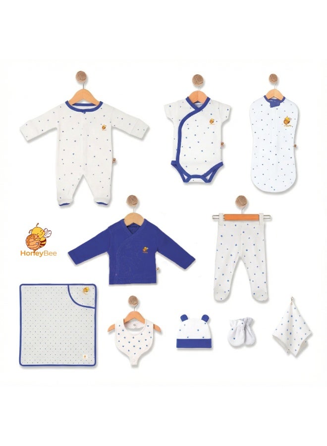HoneyBee Newborn Essentials Set-100% Organic Cotton, 10-Pcs Baby Gift Set for Boys & Girls (0-3) - Made in Turkey - Image 1