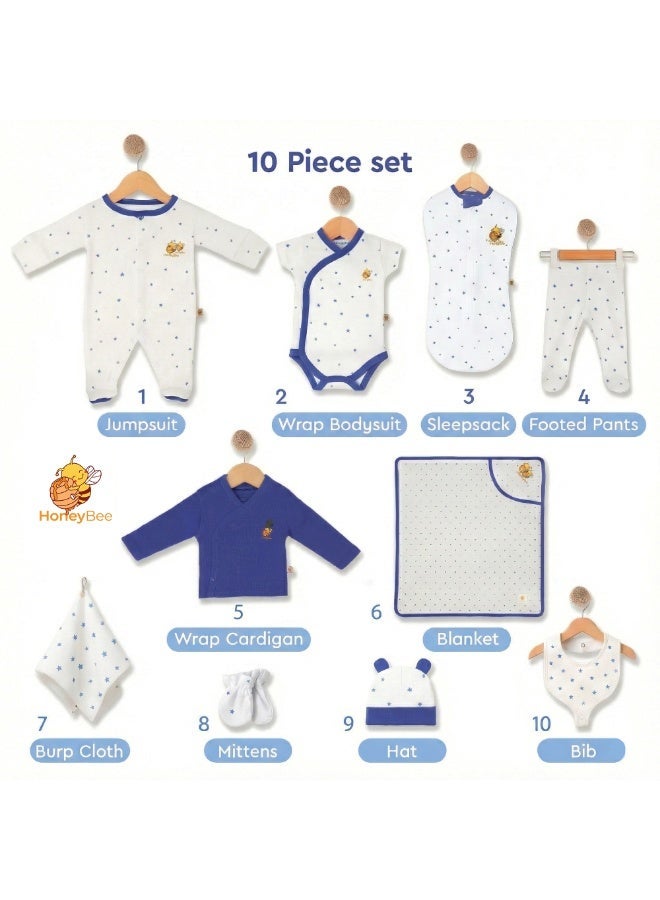 HoneyBee Newborn Essentials Set-100% Organic Cotton, 10-Pcs Baby Gift Set for Boys & Girls (0-3) - Made in Turkey - Image 2