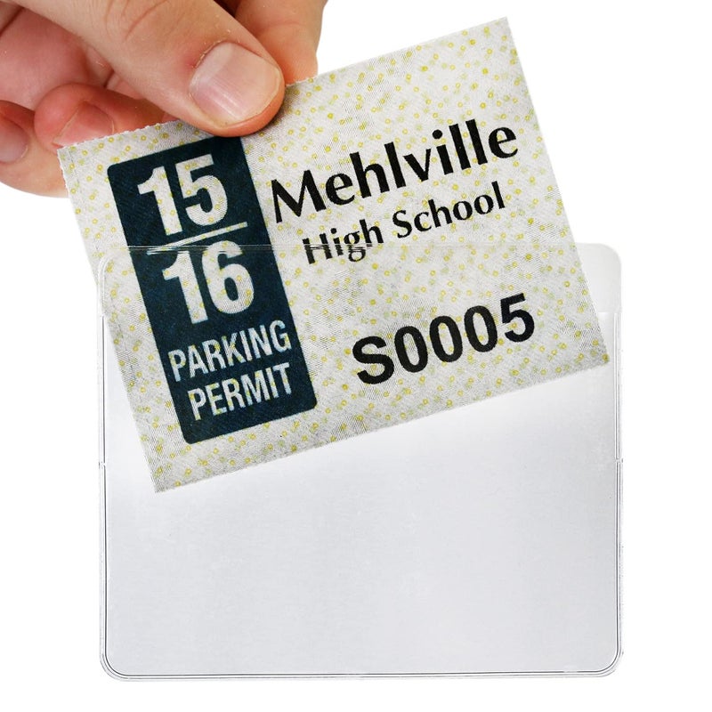 SmartSign Pack of 25 Parking Permit Holder for Windshield 3375 x 4062 inch Horizontal Holder for CarVehicle Clear Vinyl Front Stick Adhesive for Inside Window