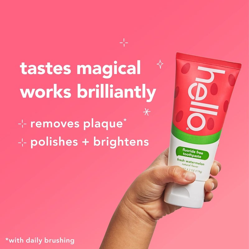 Hello Fresh Watermelon Fluoride Free Kids Toothpaste, 4.2 Oz Tube (Pack of 3) - Image 4