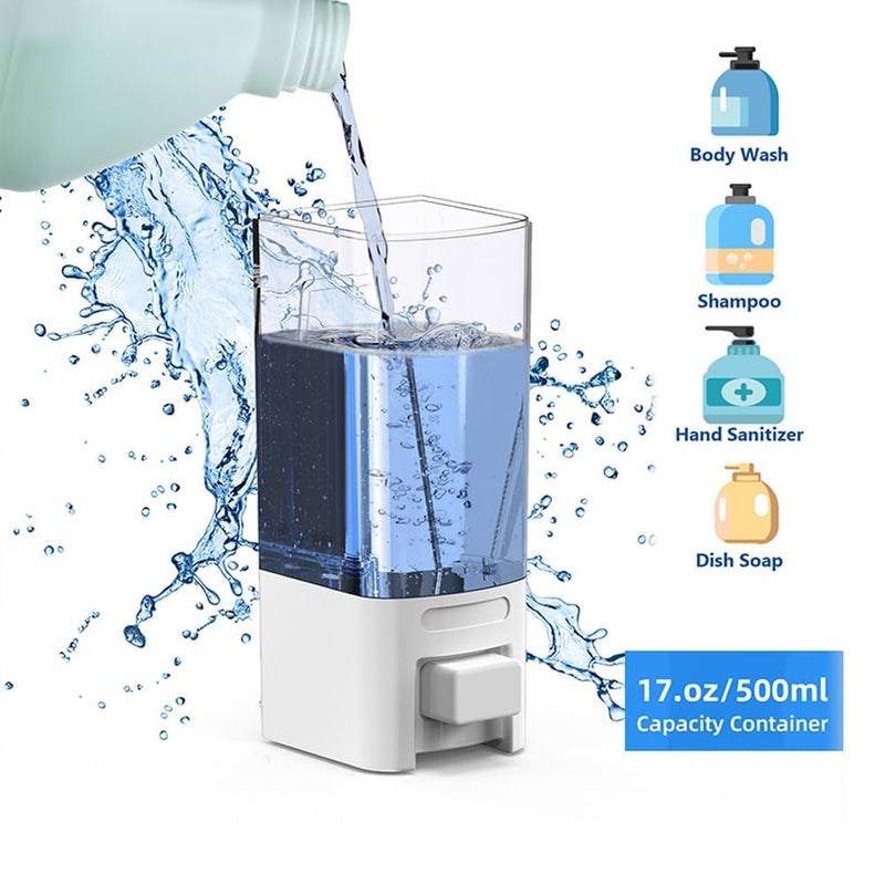 CLINTON ABS Wall Mounted Liquid Soap Dispenser Shampoo Sanitizer Gel Dispenser (500ml White) - Image 4