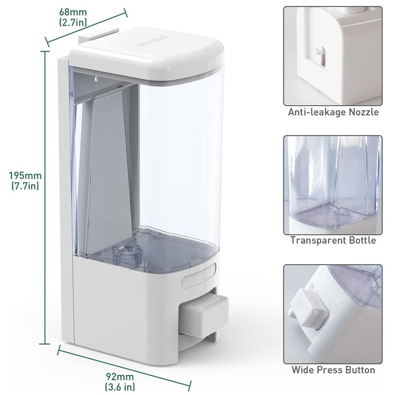 CLINTON ABS Wall Mounted Liquid Soap Dispenser Shampoo Sanitizer Gel Dispenser (500ml White) - Image 5