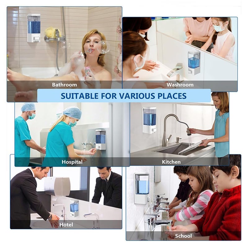 CLINTON ABS Wall Mounted Liquid Soap Dispenser Shampoo Sanitizer Gel Dispenser (500ml White) - Image 2
