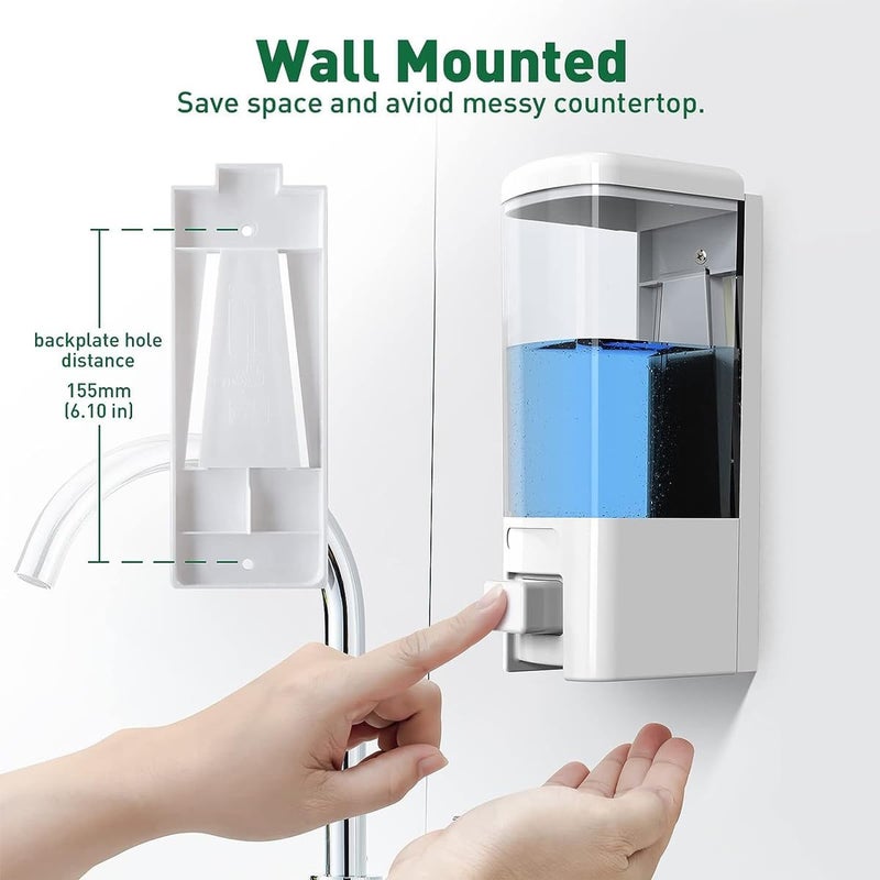 CLINTON ABS Wall Mounted Liquid Soap Dispenser Shampoo Sanitizer Gel Dispenser (500ml White) - Image 3