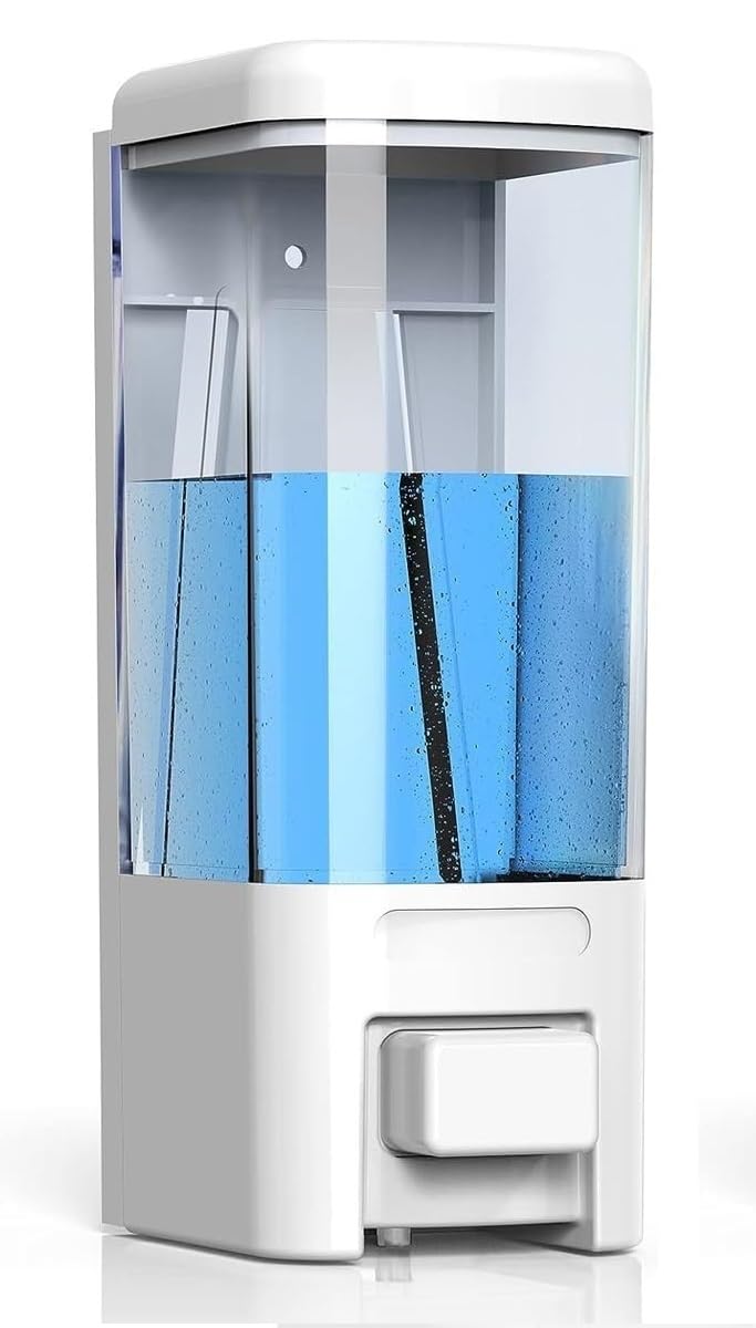 CLINTON ABS Wall Mounted Liquid Soap Dispenser Shampoo Sanitizer Gel Dispenser (500ml White) - Image 1