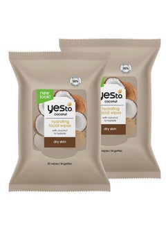 Yes To Face Wipes For Women And Men Restoring Facial Cleansing Wipes For Use As A Make Up Remover Cleaning Soothing Coconut (Pack Of 2)  - Image 1