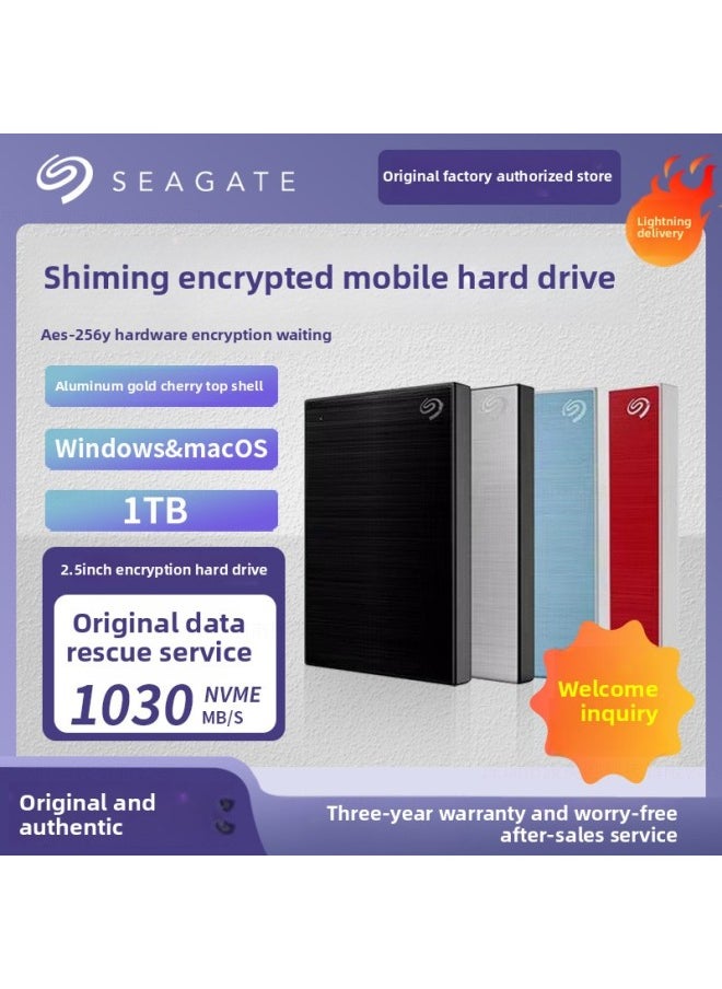 Generic For Seagate Ruiming Encrypted Mobile Hard Disk STKY1000400 1TB High Speed Encrypted Backup Mobile Hard Disk-Capacity:1TB STKY1000401 Silver  - Image 1