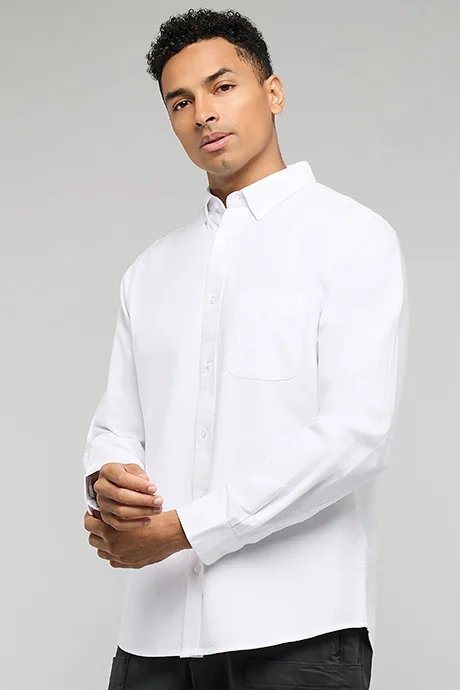 أر أند بي Pocket Front Shirt with Button-Down Collar and Long Sleeves