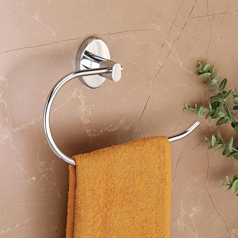 FORTUNE Stainless Steel Wall Mounted 304 Grade Napkin RingTowel RingNapkin HolderTowel HangerBathroom Accessories Oval Pack of 2 - Image 2