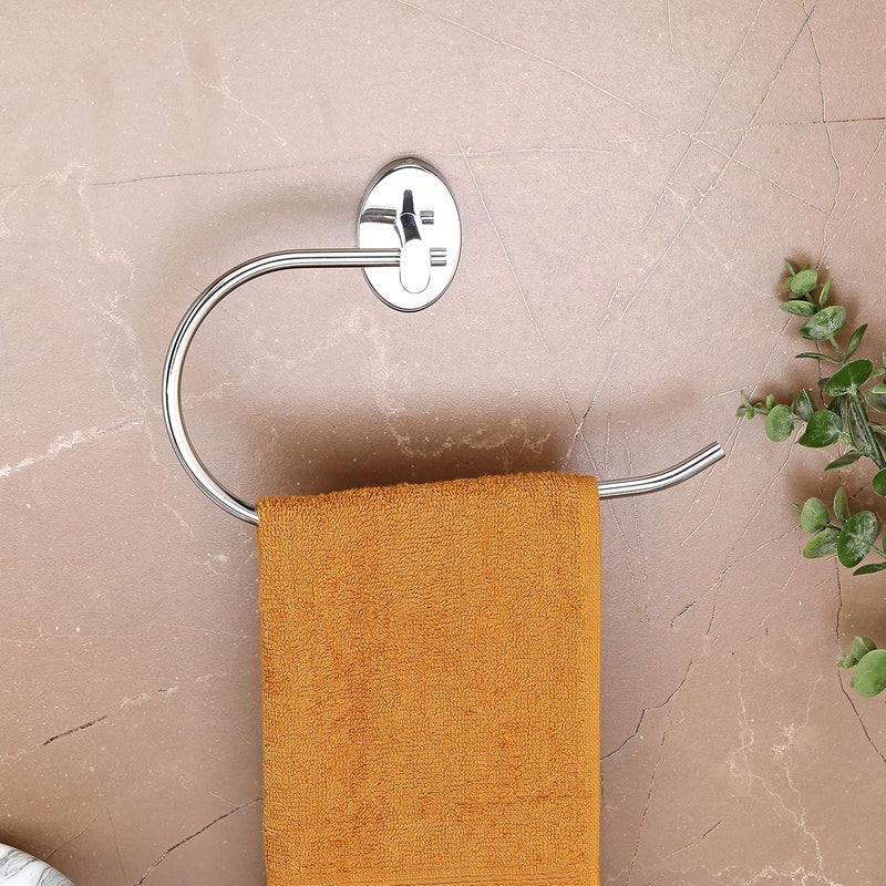 FORTUNE Stainless Steel Wall Mounted 304 Grade Napkin RingTowel RingNapkin HolderTowel HangerBathroom Accessories Oval Pack of 2 - Image 3