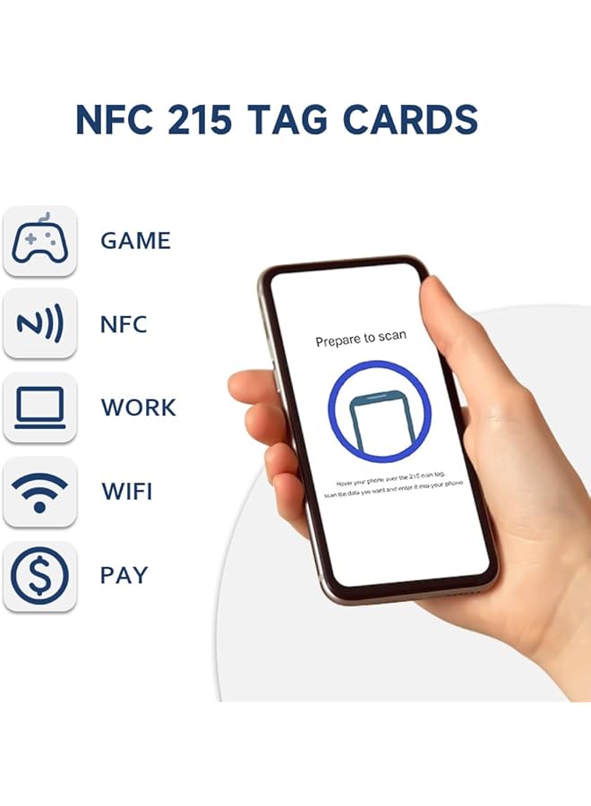 إيروريكس 20 قطعة من علامات NFC Ntag215 قابلة لإعادة الكتابة وشريحة NFC فارغة وعملات NFC مستديرة مقاس 25 مم وملصقات NFC بيضاء وبطاقات NFC متوافقة مع Tagmo لـ Amiibo وجميع الهواتف والأجهزة التي تدعم NFC - Image 3