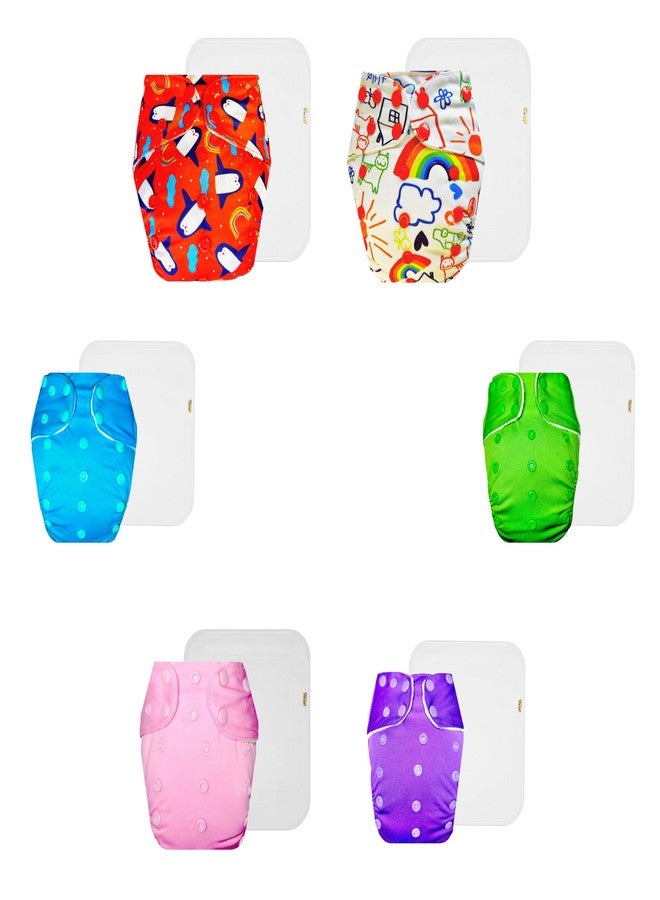 Dumbledo Premium Cloth Diaper with Cotton Insert (Pack of 6) | Soft & Gentle | Reusable & Washable | Easy to Clean | Perfect for Indian Summers | 3 Months - 3 Years | Unisex Baby - Image 1