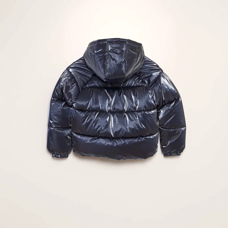 Kiabi Metallic Padded Jacket With Hood Blue
