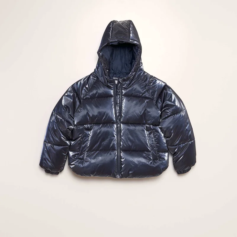 Kiabi Metallic Padded Jacket With Hood Blue
