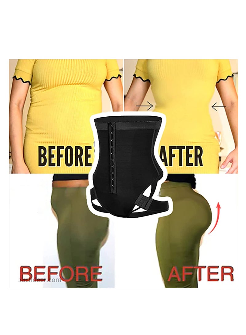 KASTWAVE Women Abdominal Shapewear, High Waist Hip Lifting Abdominal Corset Bodysuit Corsets Sculpting One-Piece Shapewear Tummy Trainer (Black, L) - Image 2